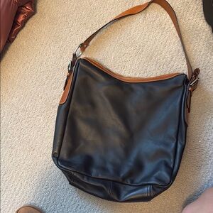 Vintage Ralph Lauren Black and Tan Women's Bag